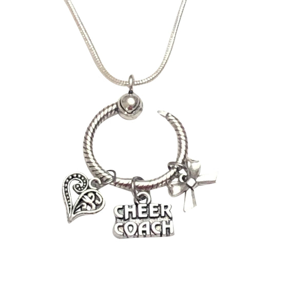 Cheerleading Coach Sterling Silver Necklace with Charm Holder - Cheer and Dance On Demand