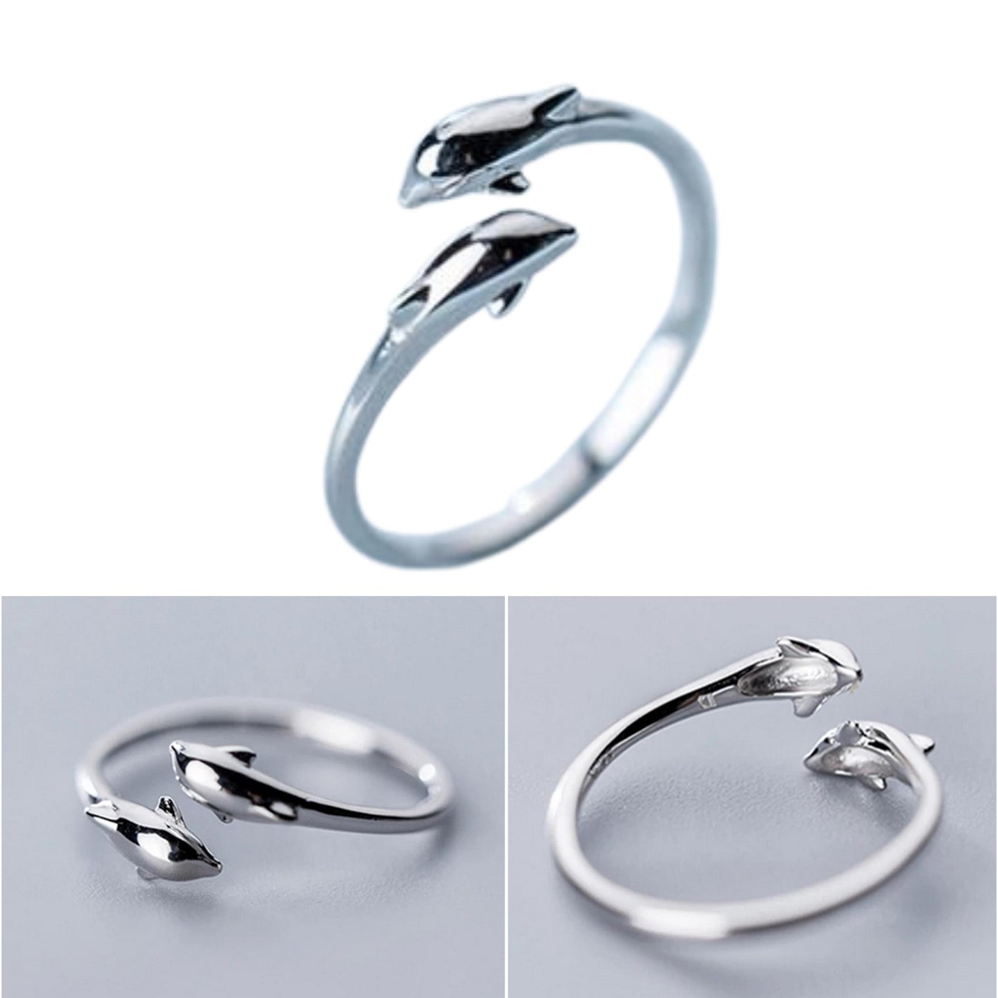 Dolphin JOY Empowerment Adjustable Ring - Silver - Cheer and Dance On Demand