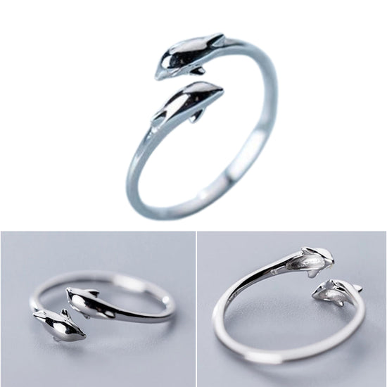 Dolphin JOY Empowerment Adjustable Ring - Silver - Cheer and Dance On Demand