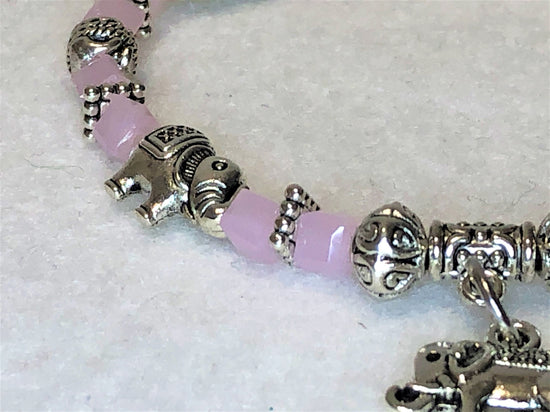 Elephant Stretch Bracelet - Crystal Bead Bracelet 13 COLORS - BABY PINK, Good Luck Strength and Wisdom Symbol - Cheer and Dance On Demand
