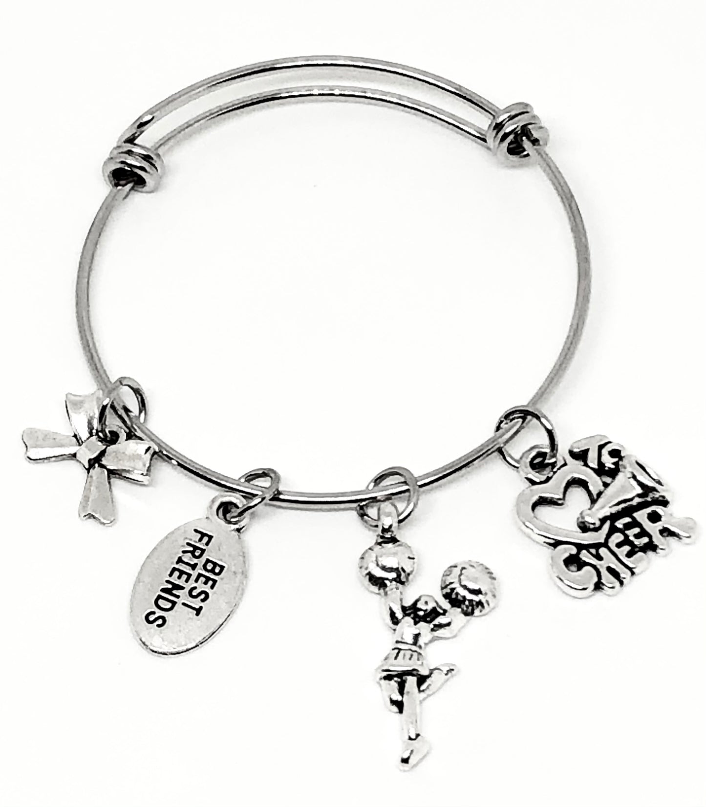 Cheerleading Best Friends Charm Bangle Bracelet - Cheer and Dance On Demand