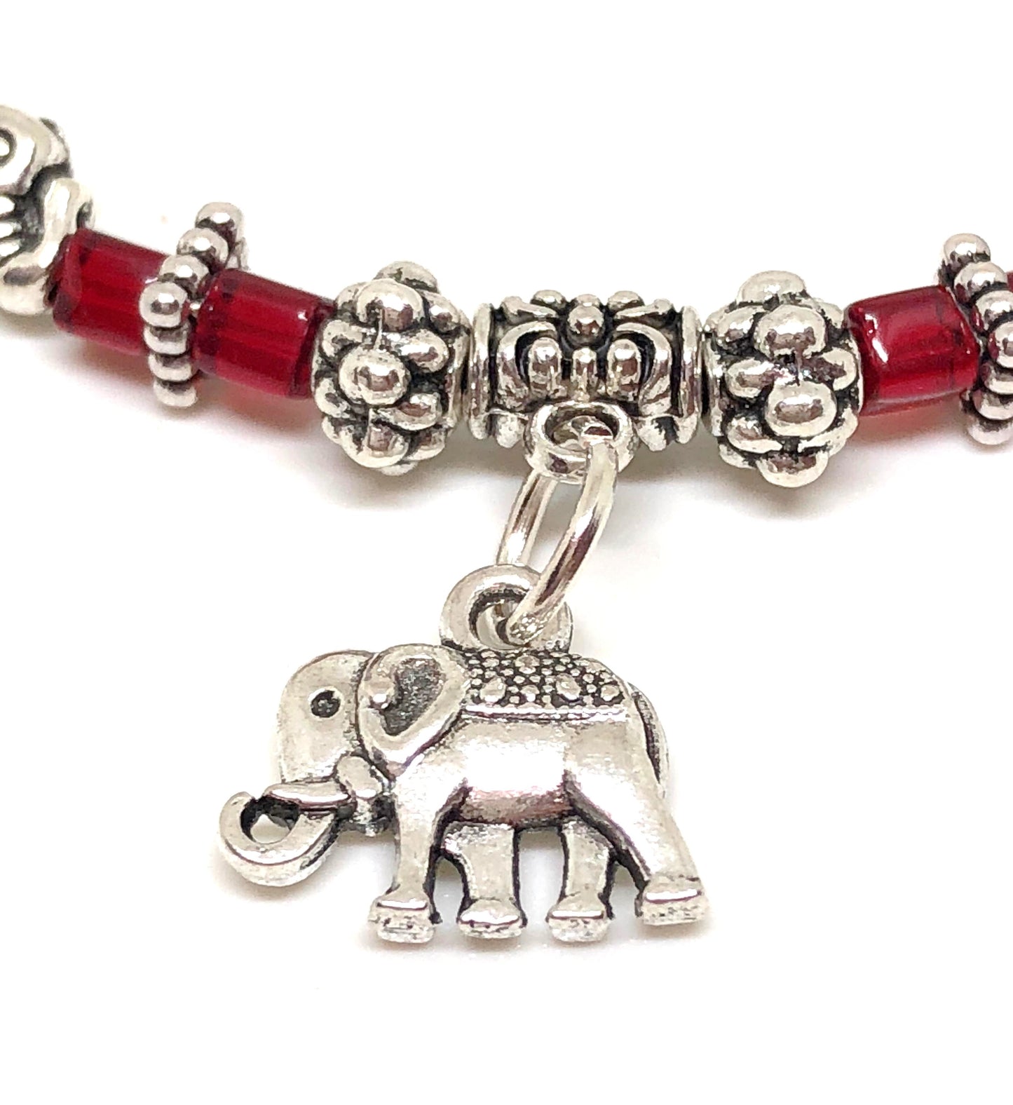 Elephant Stretch Crystal Bead Bracelet 8 COLORS - RED, Strength and Wisdom Symbol - Cheer and Dance On Demand