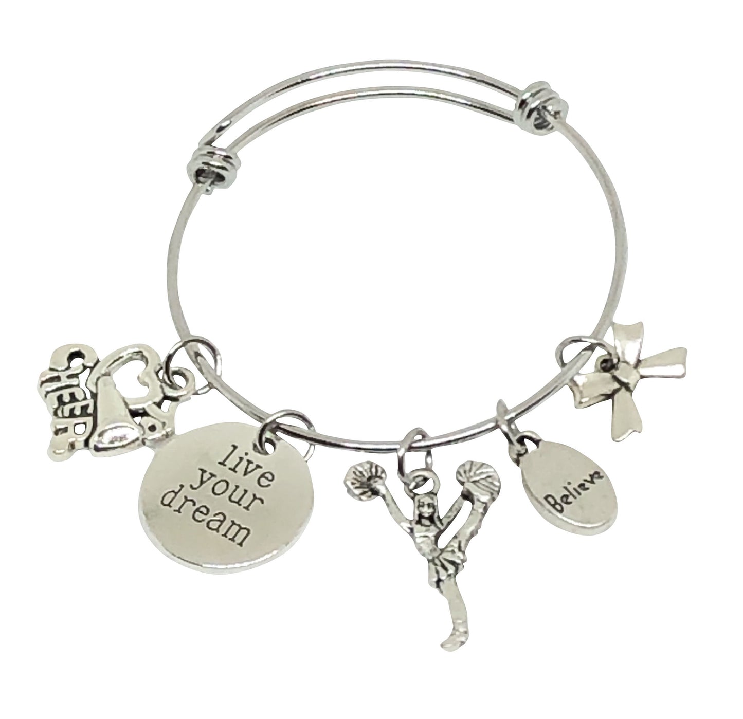 Live Your Dream Cheerleading Charm Bracelet