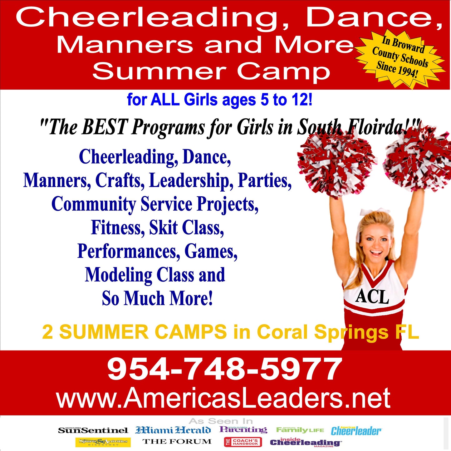 Cheerleading, Dance, Manners and More Summer Camp in Coral Springs Florida