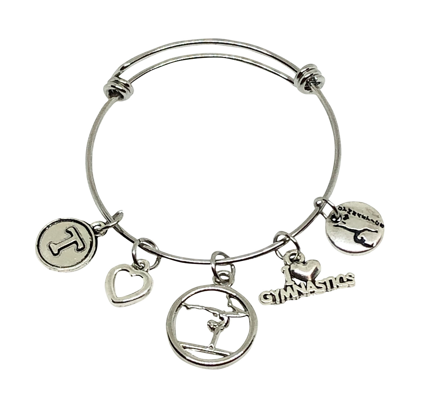 Personalized Gymnastics Charm Bracelet - I Love Gymnastics - Cheer and Dance On Demand