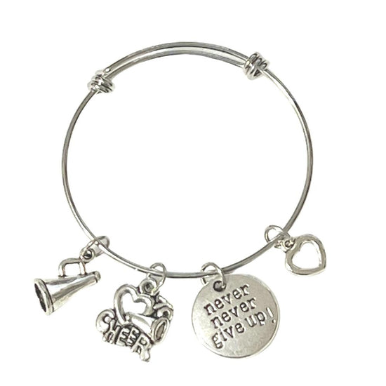 Cheerleading Charm Bangle Bracelet Set of 4 - Cheer and Dance On Demand