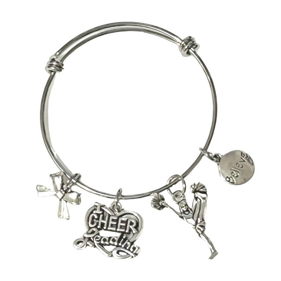 Cheerleading Charm Bangle Bracelet Set of 4 - Cheer and Dance On Demand