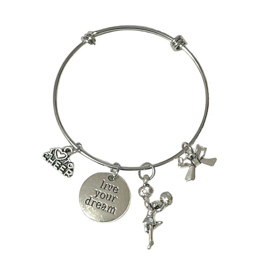 Cheerleading Charm Bangle Bracelet Set of 4 - Cheer and Dance On Demand