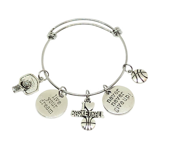 Basketball Charm Bracelet - Live Your Dream - Cheer and Dance On Demand