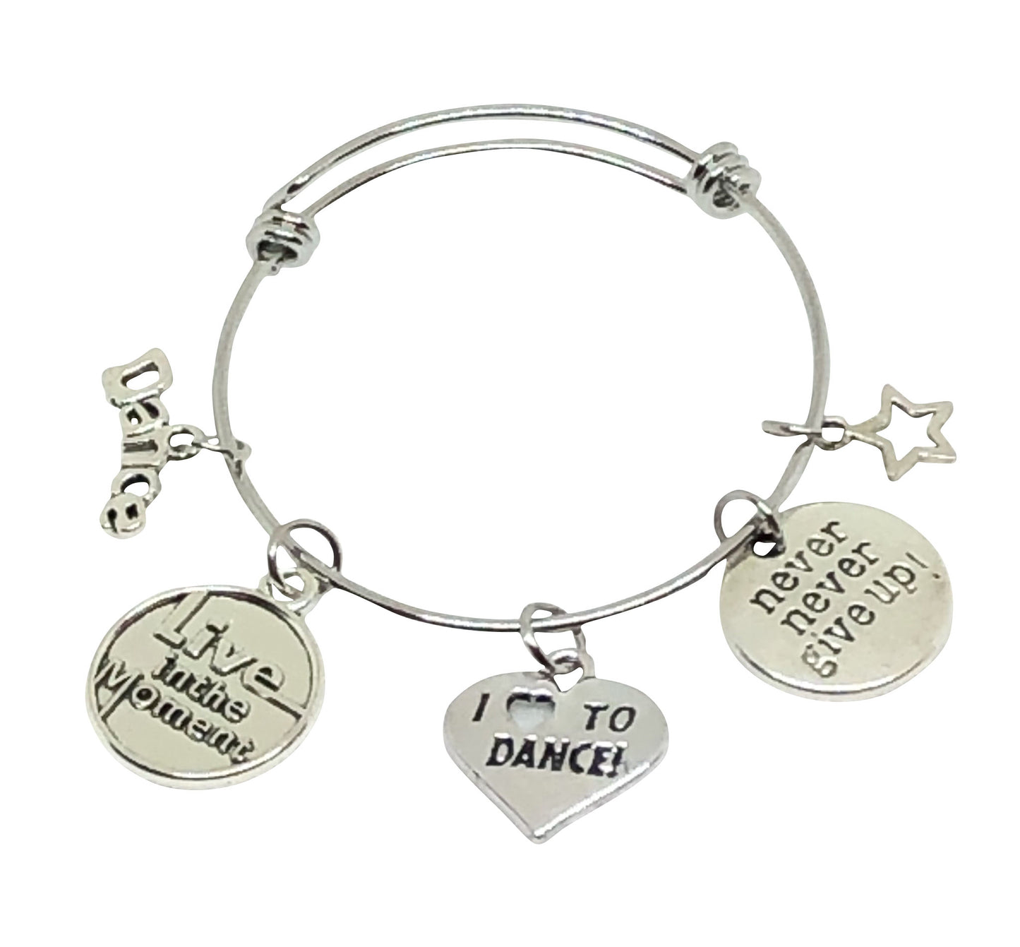 Dance Charm Bracelet - Never Give Up! - Cheer and Dance On Demand