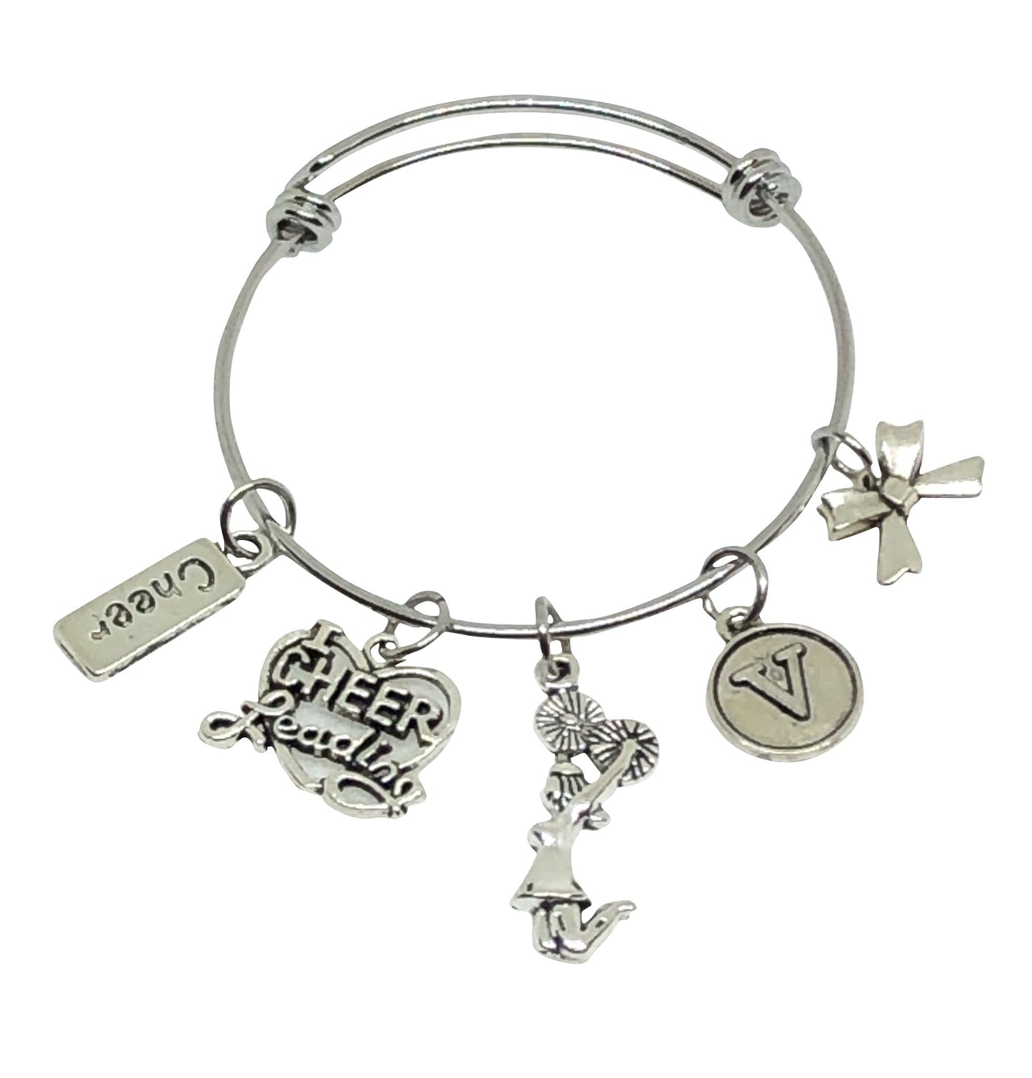 Cheerleading Personalized Charm Bracelet - I Love Cheerleading Medium / Large