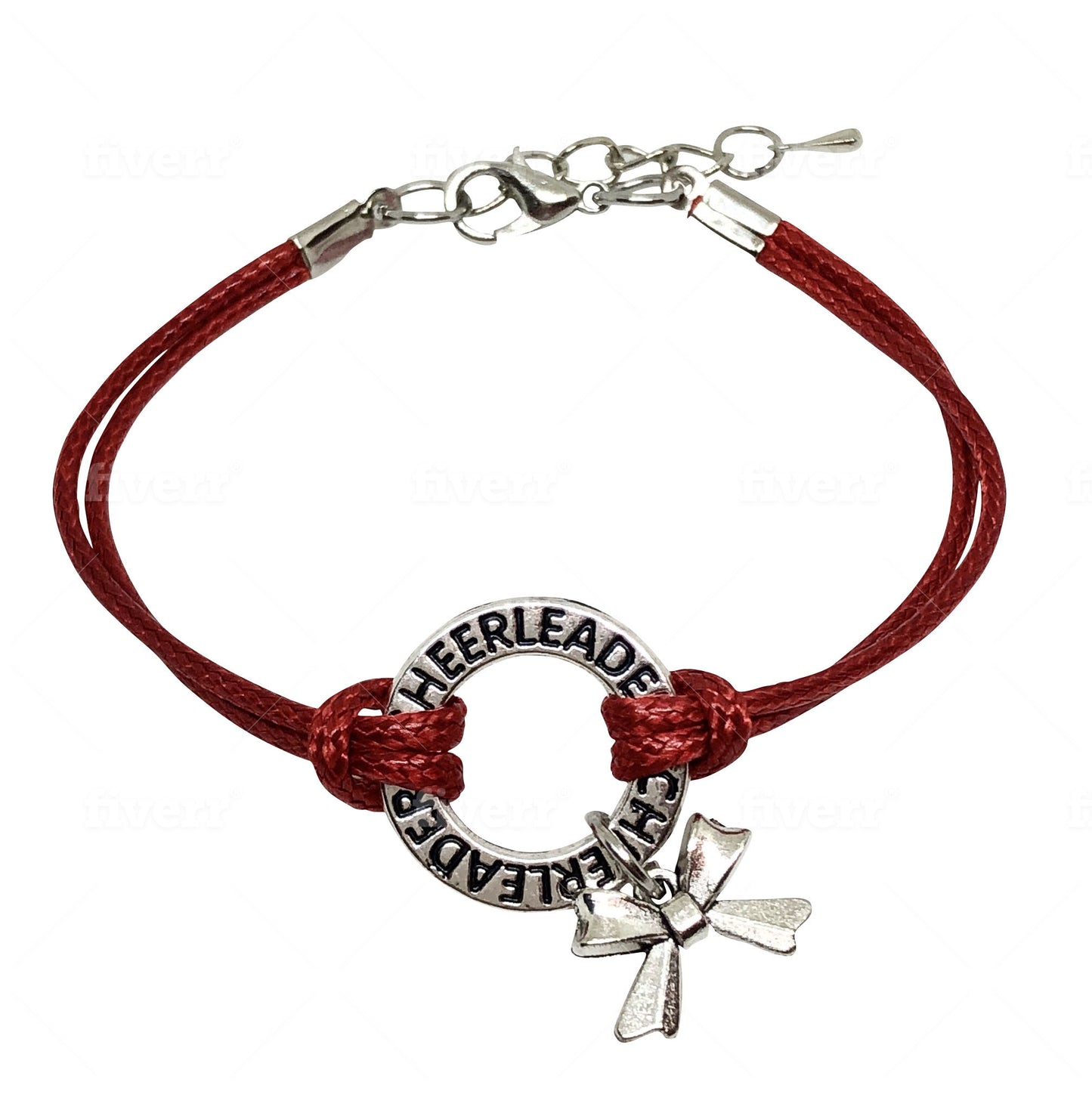 Cheerleading Bracelet with Cheer Bow - 6 COLORS Red - Cheer and Dance On Demand
