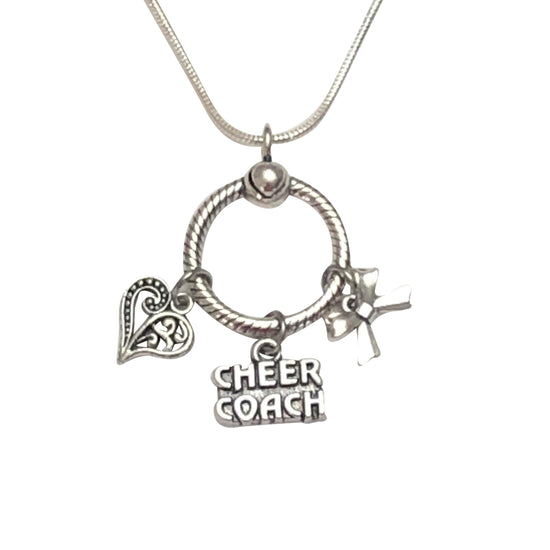 Cheerleading Coach Sterling Silver Necklace with Charm Holder - Cheer and Dance On Demand