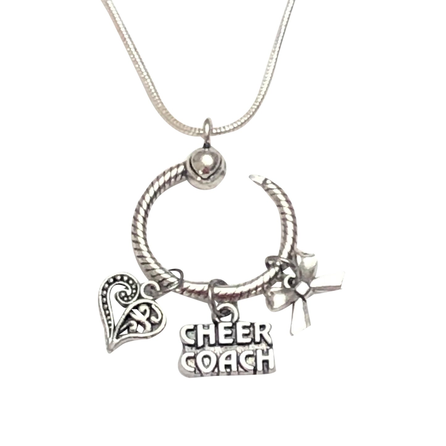 Cheerleading Coach Sterling Silver Necklace with Charm Holder - Cheer and Dance On Demand