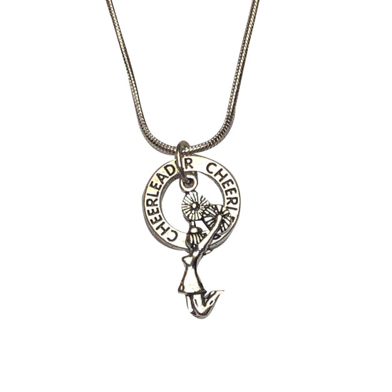Cheerleading Double Charm Necklace Silver - Cheer and Dance On Demand