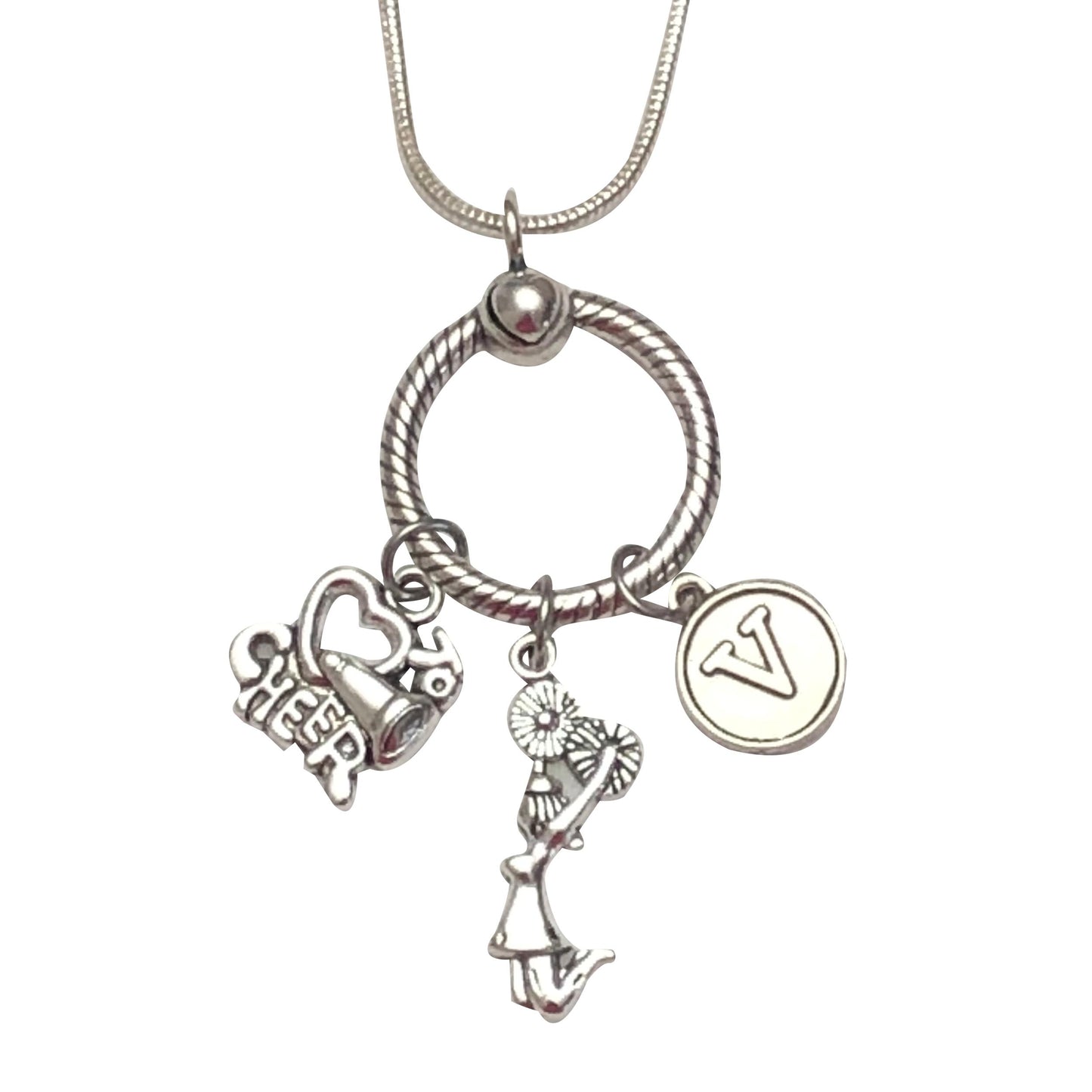 Cheerleading Sterling Silver Necklace with Charm Holder 30 Inches