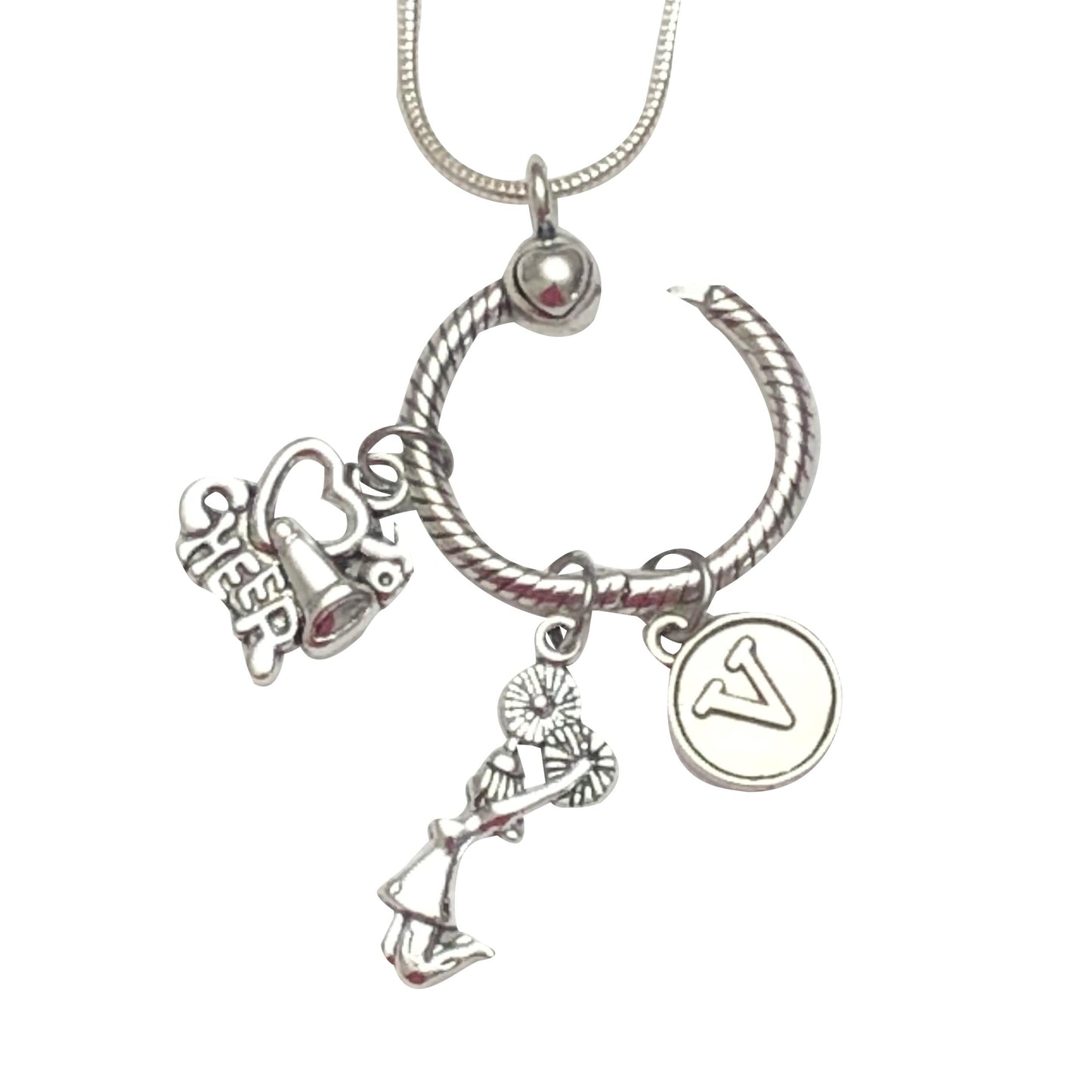 Cheerleading Sterling Silver Necklace with Charm Holder - Cheer and Dance On Demand