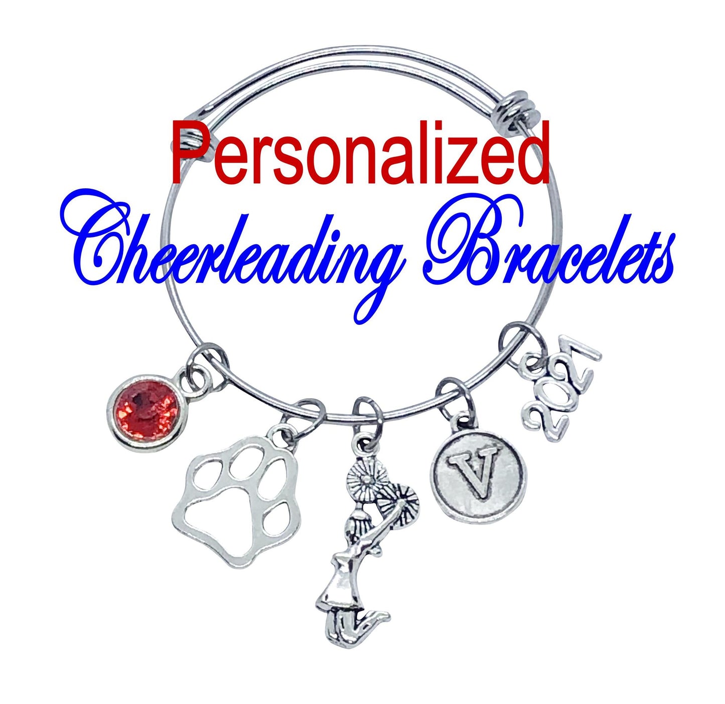 Custom Mascot Cheerleading Charm Bracelet Cheer and Dance On Demand