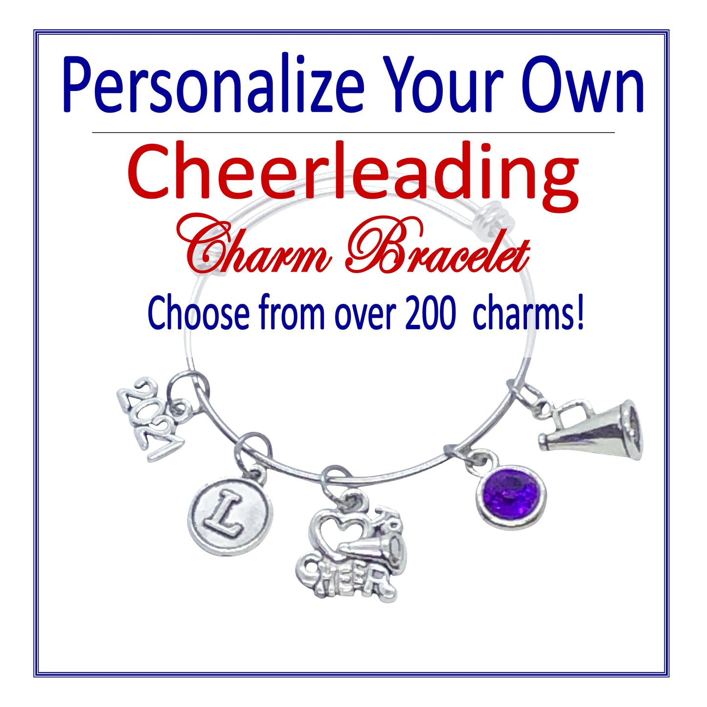 Personalize Your Own Cheerleading Charm Bracelet Large / XL: 8 / 5 Charms