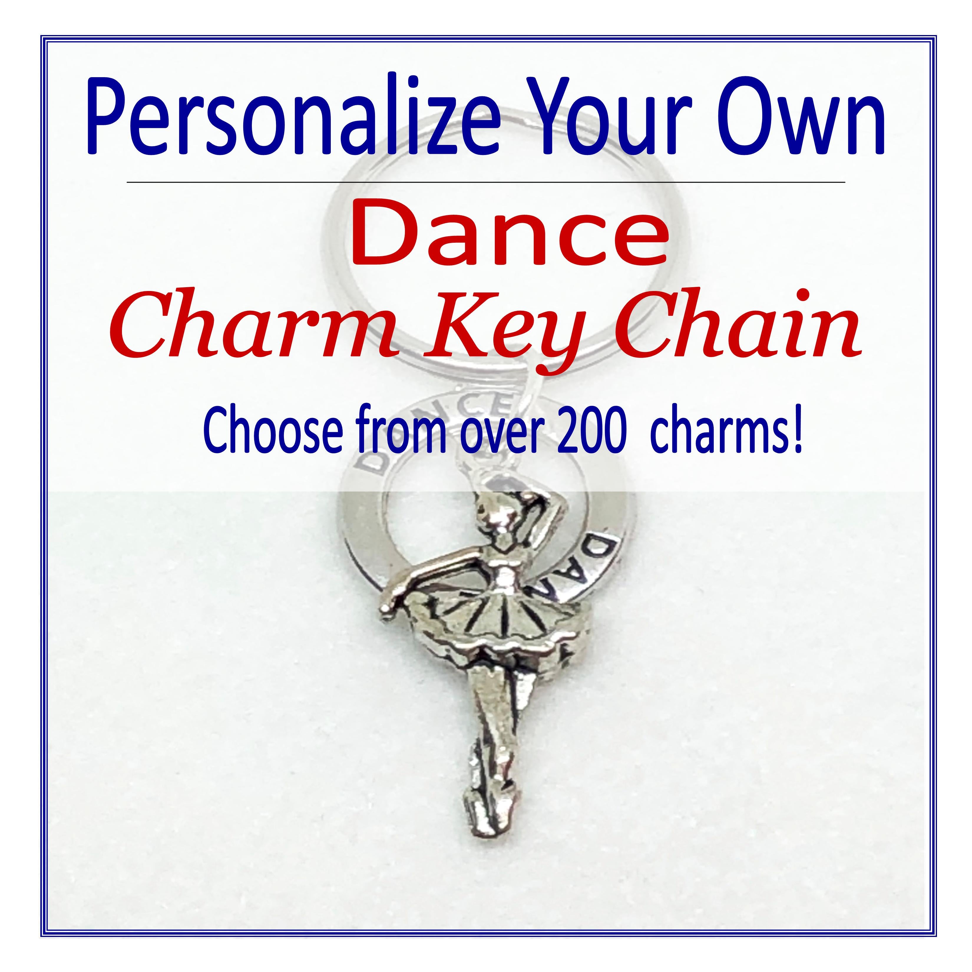 The Cheerleading Shop by CIC Personalize Your Own Dance Charm Key Chain, Cheerleading Accessories 3 Charms