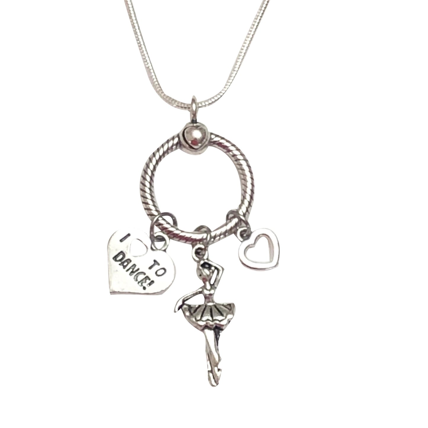 Dance Sterling Silver Necklace with Charm Holder - Cheer and Dance On Demand