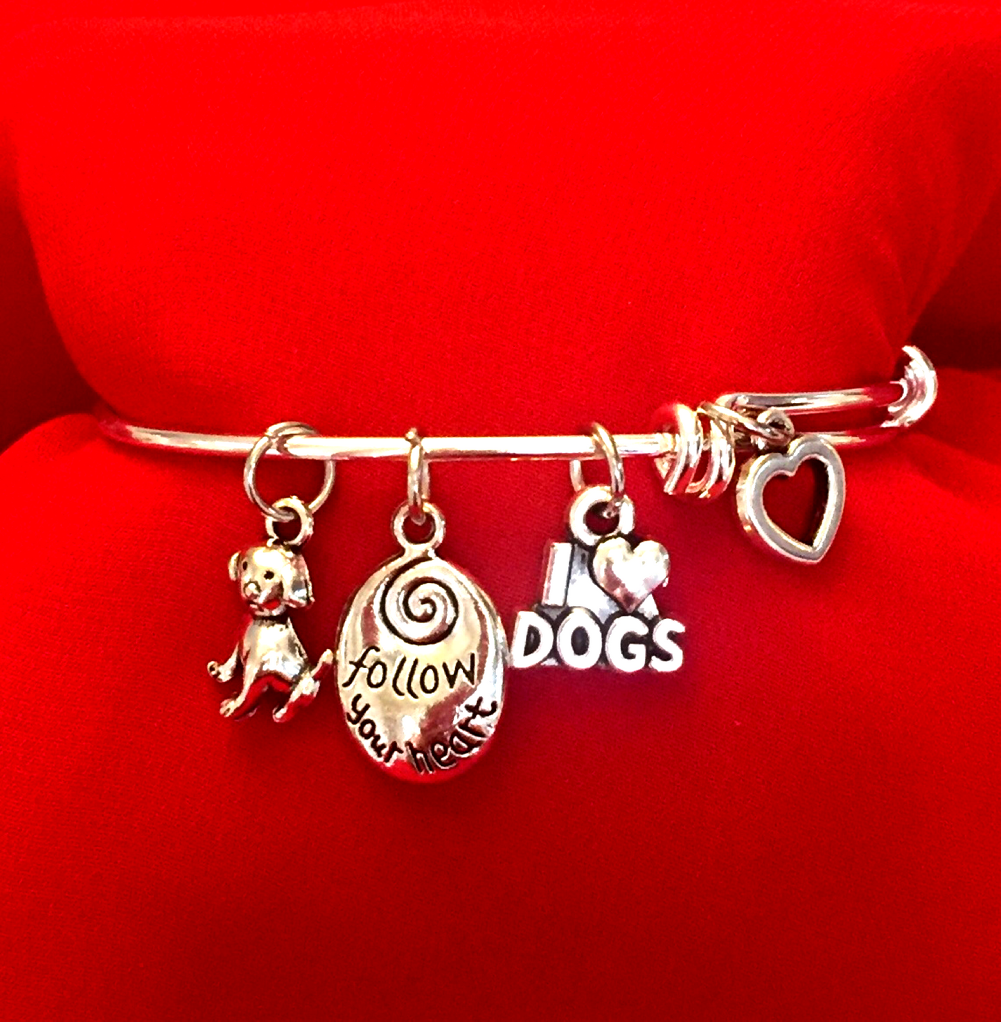 Dog Charm Bracelet - I Love Dogs - Cheer and Dance On Demand