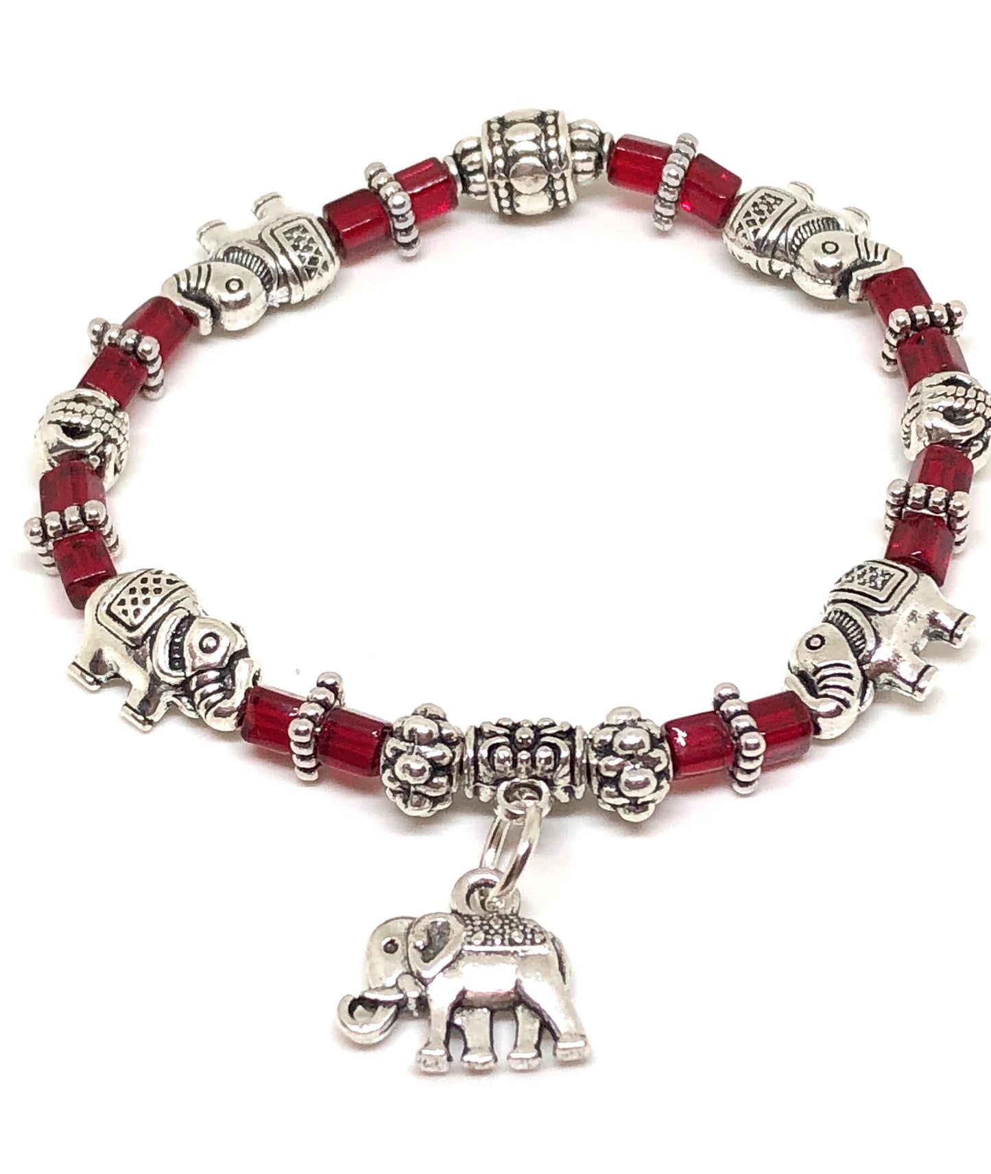 Elephant Stretch Crystal Bead Bracelet 8 COLORS - RED, Strength and Wisdom Symbol - Cheer and Dance On Demand