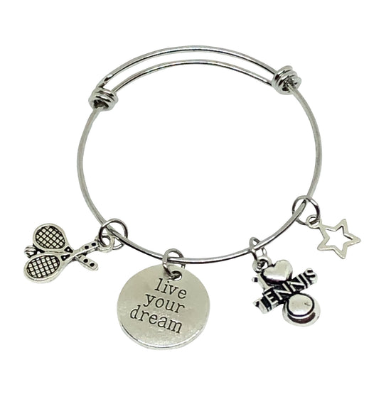 Tennis Charm Bracelet - Live Your Dream - Cheer and Dance On Demand