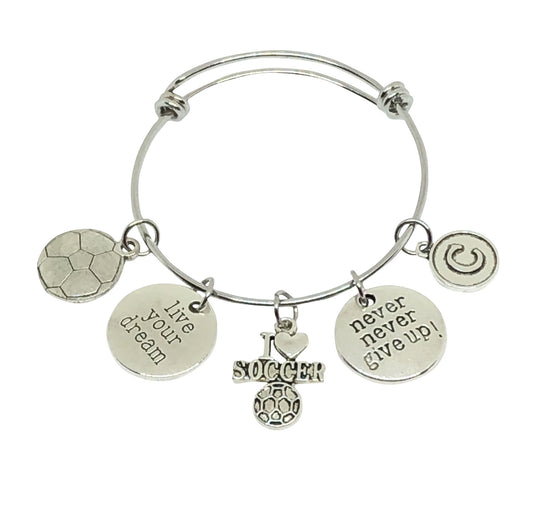Soccer Personalized Charm Bracelet - Live Your Dream - Cheer and Dance On Demand
