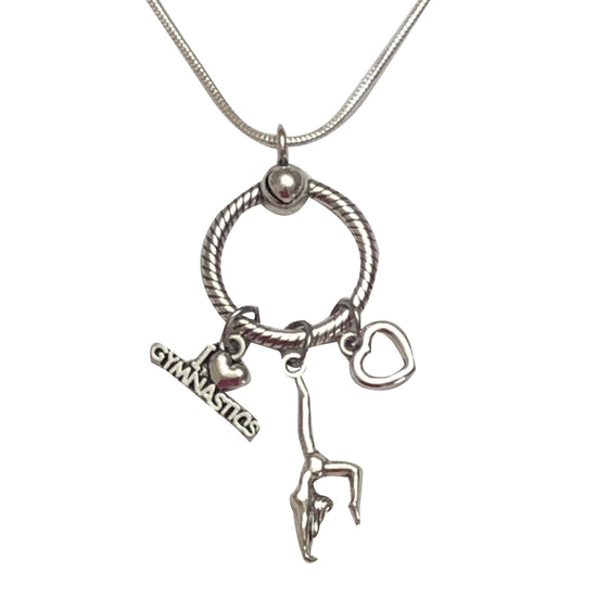 Gymnastics Sterling Silver Necklace with Charm Holder - Cheer and Dance On Demand