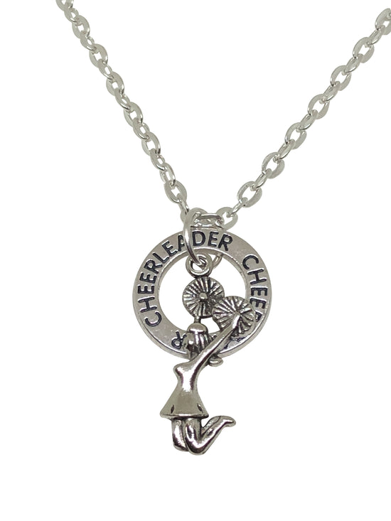 Cheerleading Double Charm Necklace Silver - Cheer and Dance On Demand
