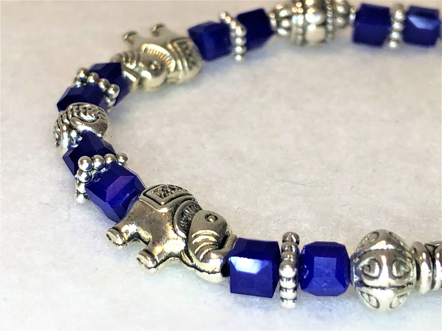 Elephant Stretch Bracelet - Crystal Bead Bracelet 13 COLORS - Lavender Metallic, Good Luck Strength and Wisdom Symbol - Cheer and Dance On Demand