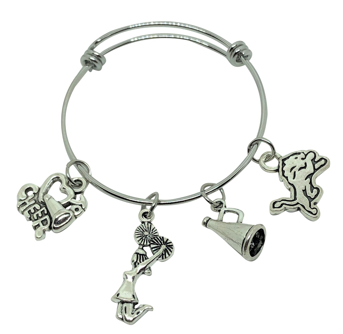 Metal Charms Silver Cheer 8 Pkg