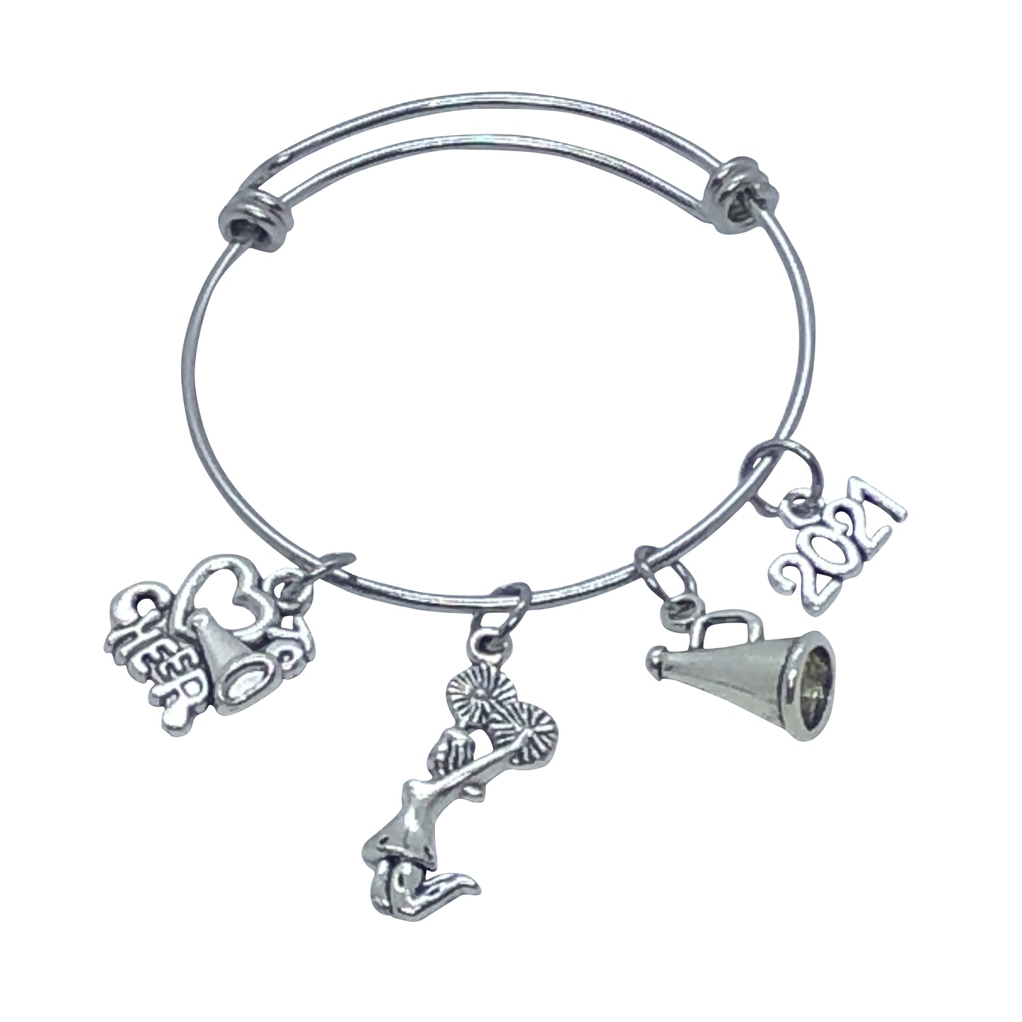 Adjustable Charm Bangle Bracelet Sterling Silver with 4 Free Sterling  Silver Jump Rings