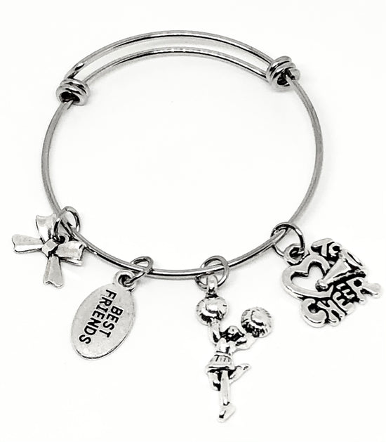 Load image into Gallery viewer, Cheerleading Best Friends Charm Bangle Bracelet - Cheer and Dance On Demand
