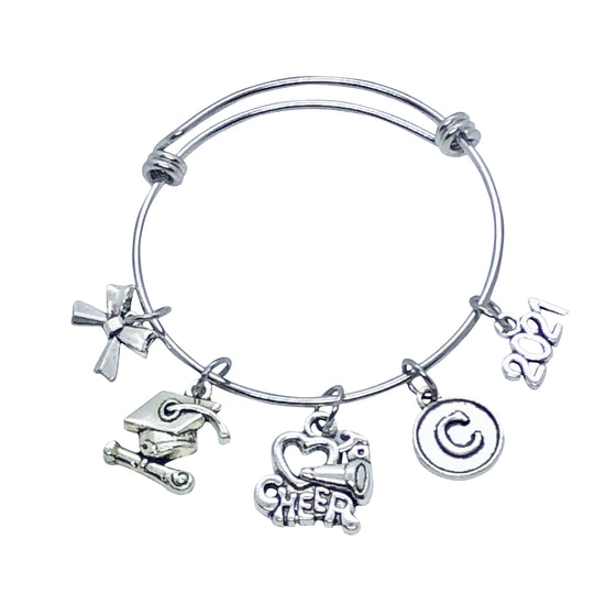 2021 Cheerleading Graduate Bangle Charm Bracelet - Cheer and Dance On Demand