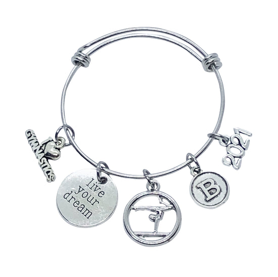 Personalized Gymnastics Bangle Charm Bracelet 2021 - Cheer and Dance On Demand