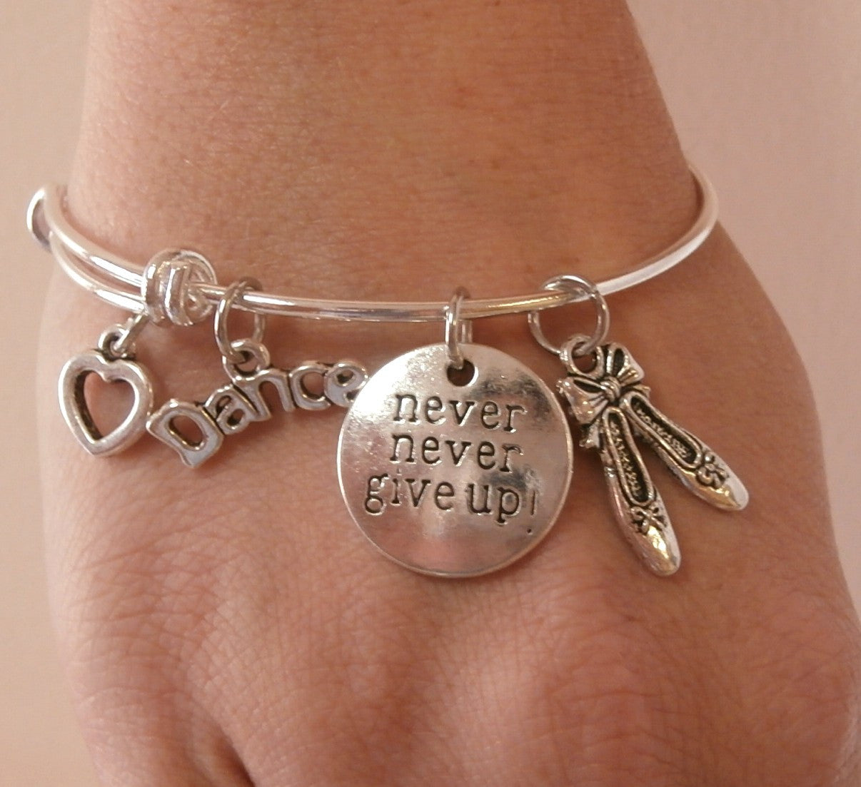 Load image into Gallery viewer, Dance Charm Bracelet - Never Give Up! - Cheer and Dance On Demand
