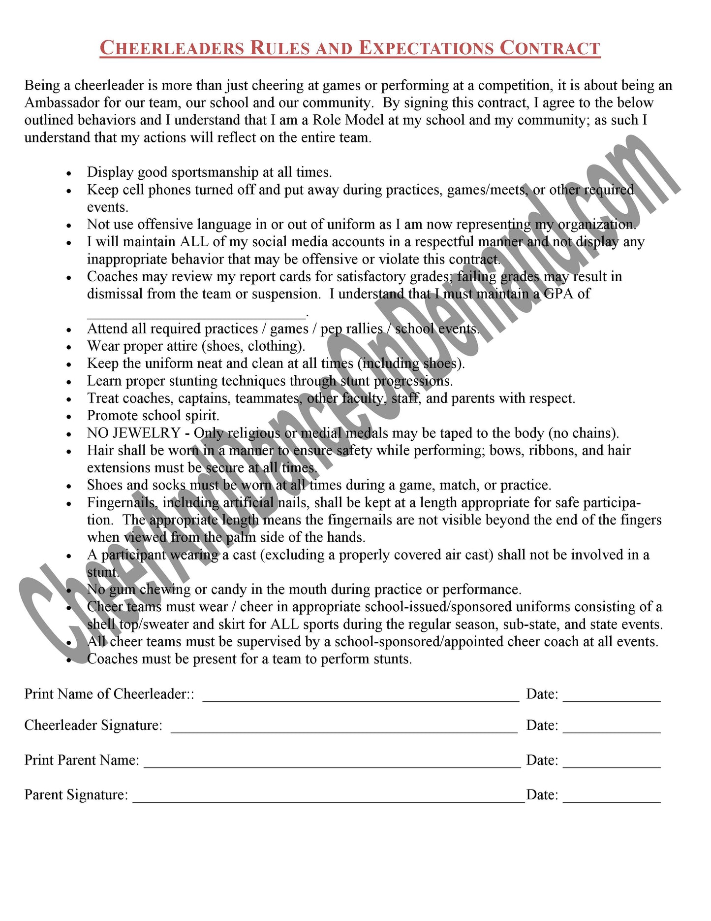 Cheerleading Tryouts Complete Forms Kit - Cheer and Dance On Demand