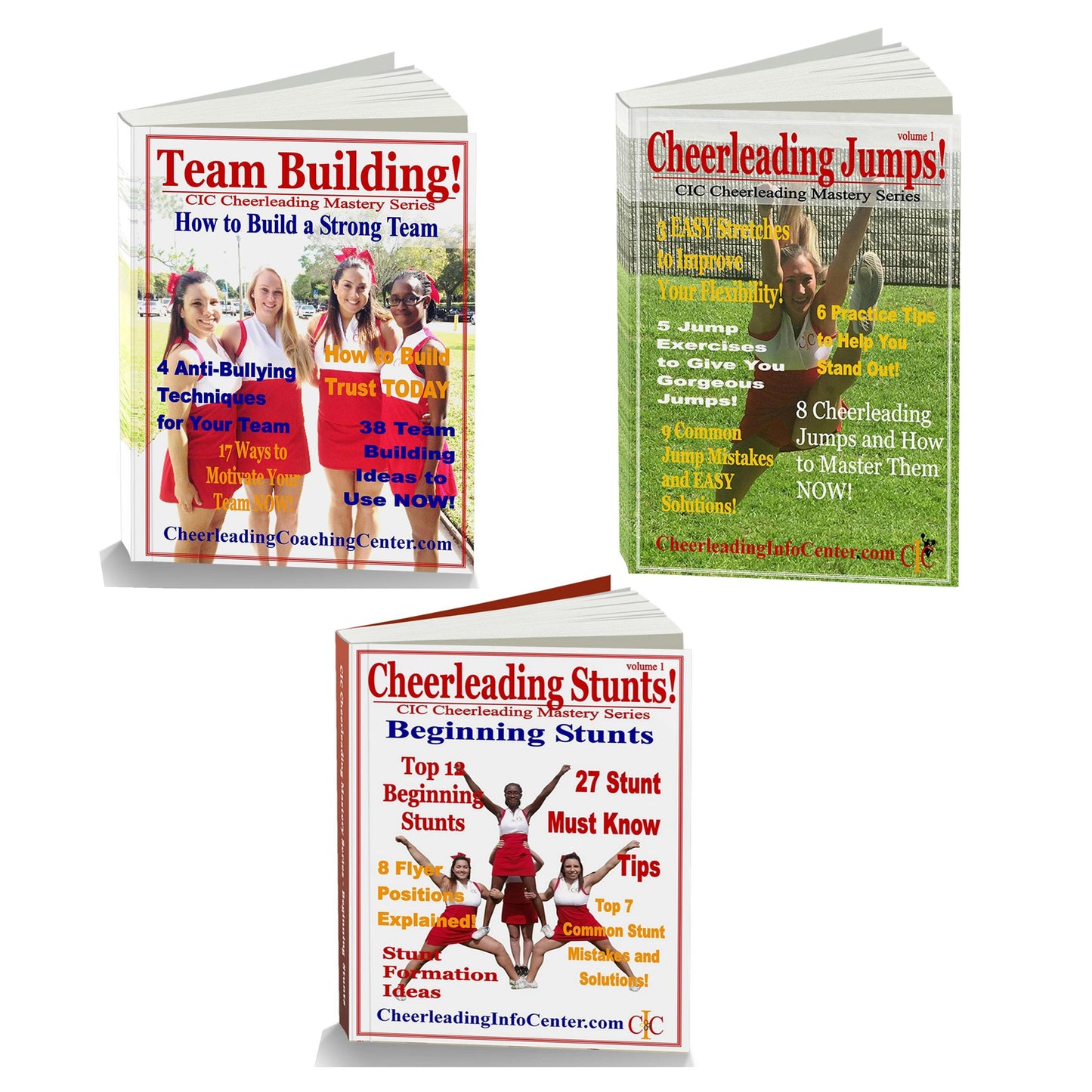 Cheerleading Jumps, Cheerleading Stunts and More! - Cheerleading Mastery Series 3 Book Set - Cheer and Dance On Demand