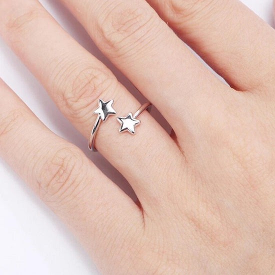 Reach for the Stars Empowerment Adjustable Ring - Silver - Cheer and Dance On Demand