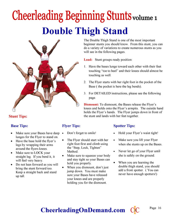Cheerleading Beginning Stunts Ebook - How to Do Cheerleading Stunts - Cheer and Dance On Demand