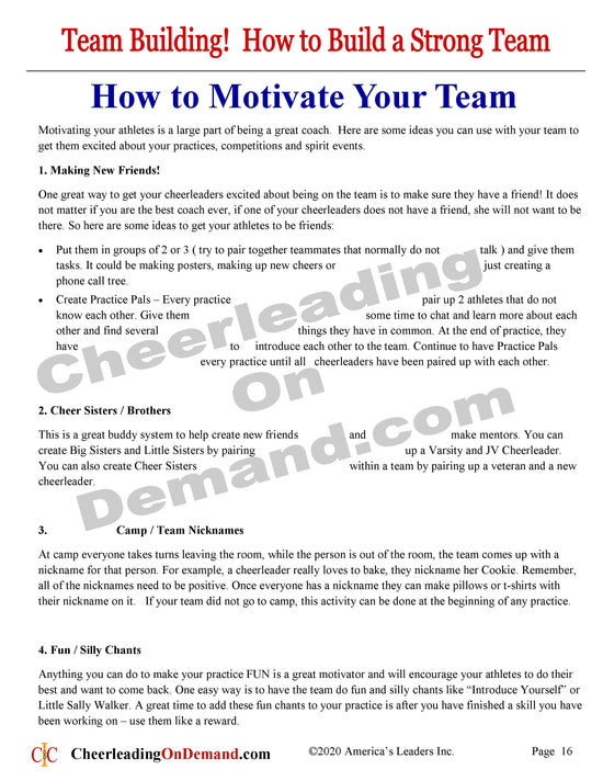 Cheerleading Team Building Ebook - How to Build a Strong Team - Cheer and Dance On Demand