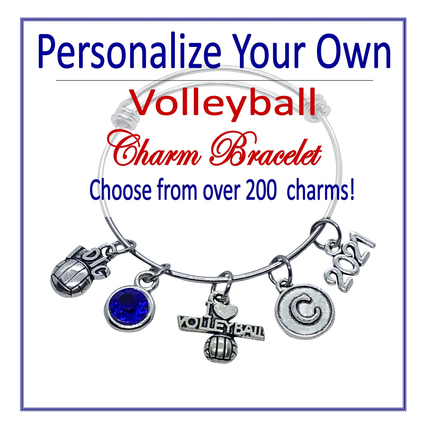 Create Your Own Volleyball Charm Bracelet - Cheer and Dance On Demand