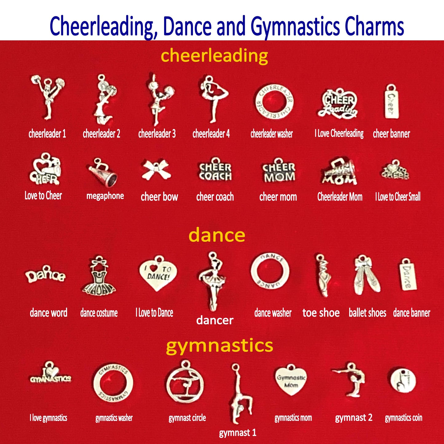 Create Your Own Cheerleading Charm Key Chain, Cheerleading Accessories - Cheer and Dance On Demand