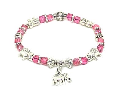 Load image into Gallery viewer, Elephant Stretch Bracelet - Crystal Bead Bracelet 13 COLORS - Pink Metalic, Good Luck Strength and Wisdom Symbol - Cheer and Dance On Demand

