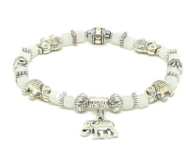 Load image into Gallery viewer, Elephant Stretch Bracelet - Crystal Bead Bracelet 13 Colors - ICE WHITE , Good Luck Strength and Wisdom Symbol - Cheer and Dance On Demand
